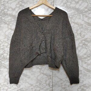 Fashio Elegant Short Knit Cardigan V-neck Gray